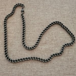 Adornina men's black rhodium stainless steel 24" 6mm chain New